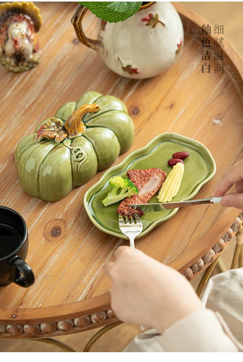 Cute and Novel Pumpkin Ceramic Dinner Plate