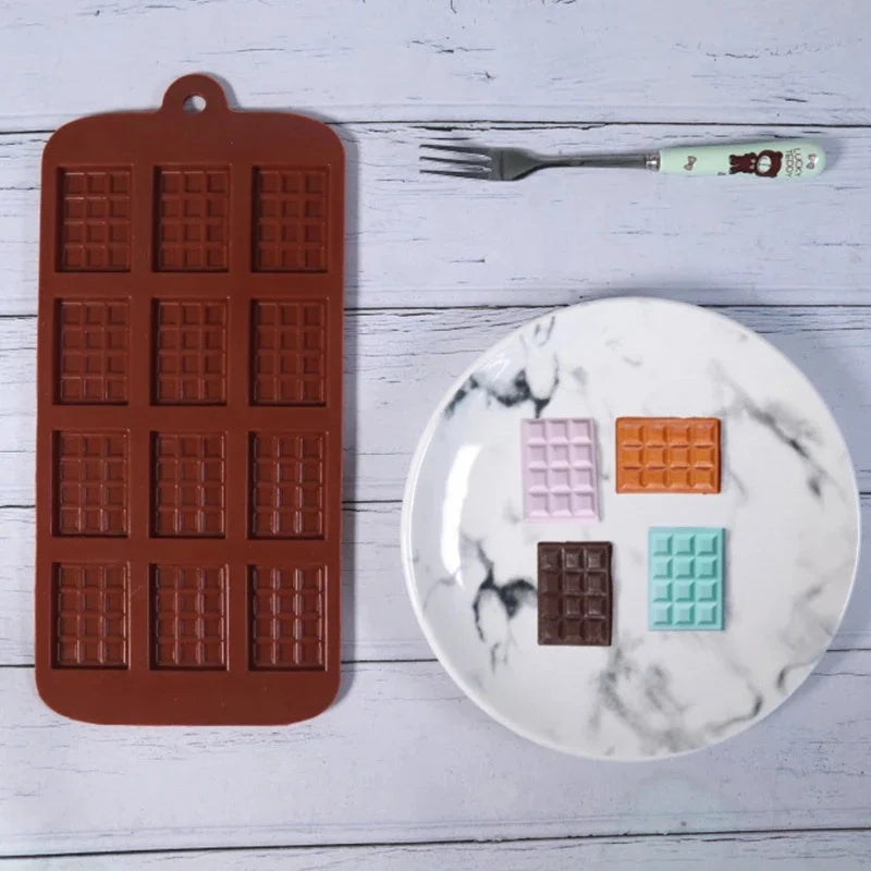 12 Even Chocolate Mold Silicone Mold Fondant Waffles Molds DIY Candy Bar Mould Cake Decoration Tools Kitchen Baking Accessories