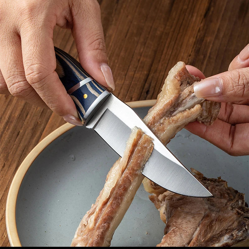 1PC 7.5-inch multi-purpose knife stainless steel colored wood handle for portable camping grilling in home kitchens