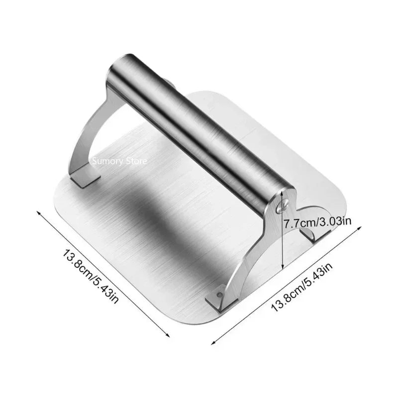 Stainless Steel Meat Press Barbecue Iron Plate Squid Steak Hamburger Household Commercial Manual Cake Press Meat Press