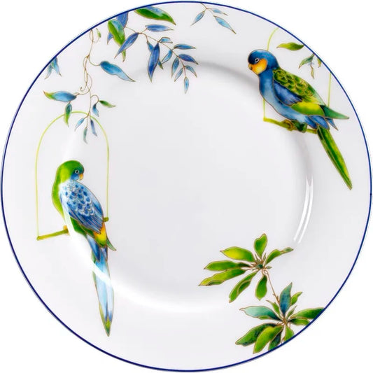 Parrot bone china tableware set, American Western dishes, household dishes, soup plates, coffee cups, European and American past
