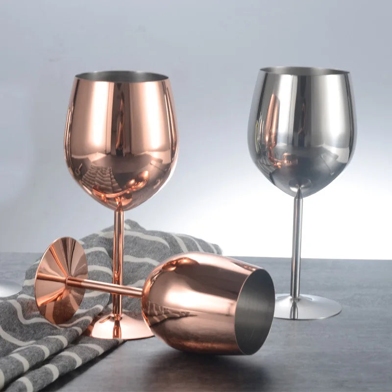 Stainless Steel Wine Goblet Bar Drinking Champagne Glass 220ml 350ml 500ml Party Home Bar Supply