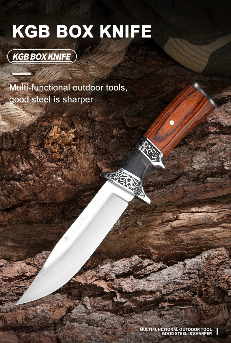 Outdoor Steel Hand Small Straight Knife Camping Portable Multi-Functional High Hardness Knife Household Fruit Knife Knife