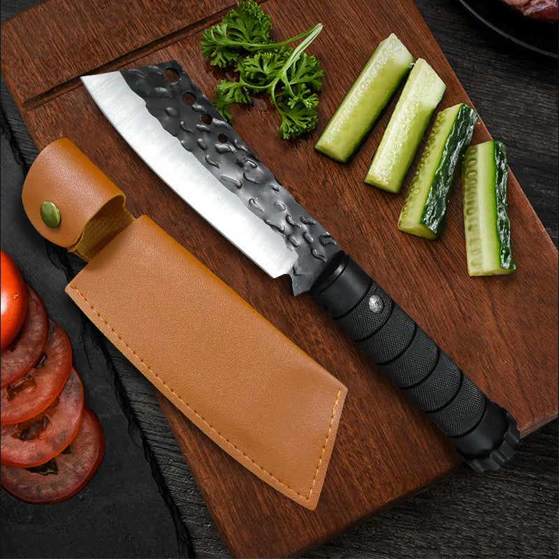 Handmade Forged Butcher Boning Knife Stainless Steel Kitchen Knife Meat Cleaver Fruit Cutting Knife Plastic Handle Cooking Tools