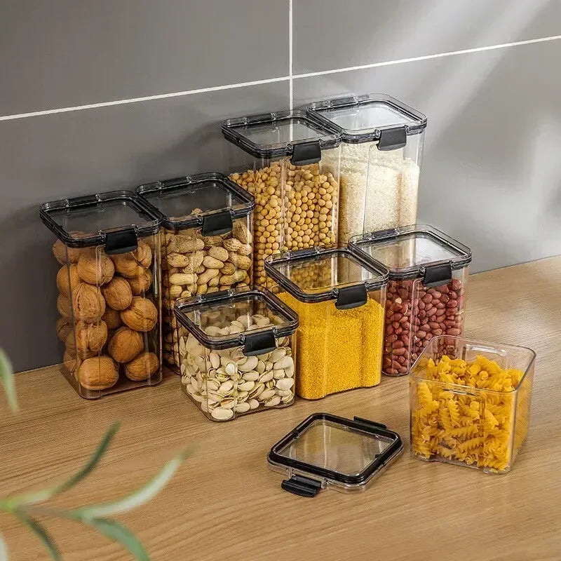 460–1800ml Stackable Airtight Food Storage Container Set – Plastic Kitchen Jars for Multigrain, Tea, Dried Fruit & More