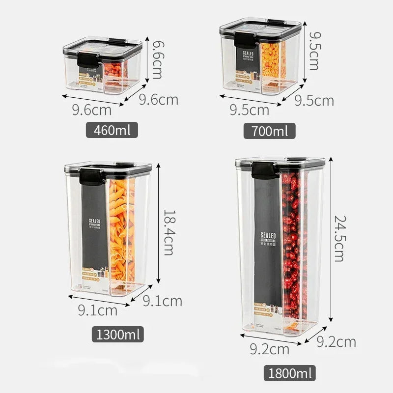 460–1800ml Stackable Airtight Food Storage Container Set – Plastic Kitchen Jars for Multigrain, Tea, Dried Fruit & More