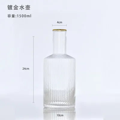 1.5L-50oz Crystal Glass Vertical Home Glass Cold Kettle Drink Water Cup Set Dessert Goblet Juice Tea Bottle Smoke Gray Drinkware