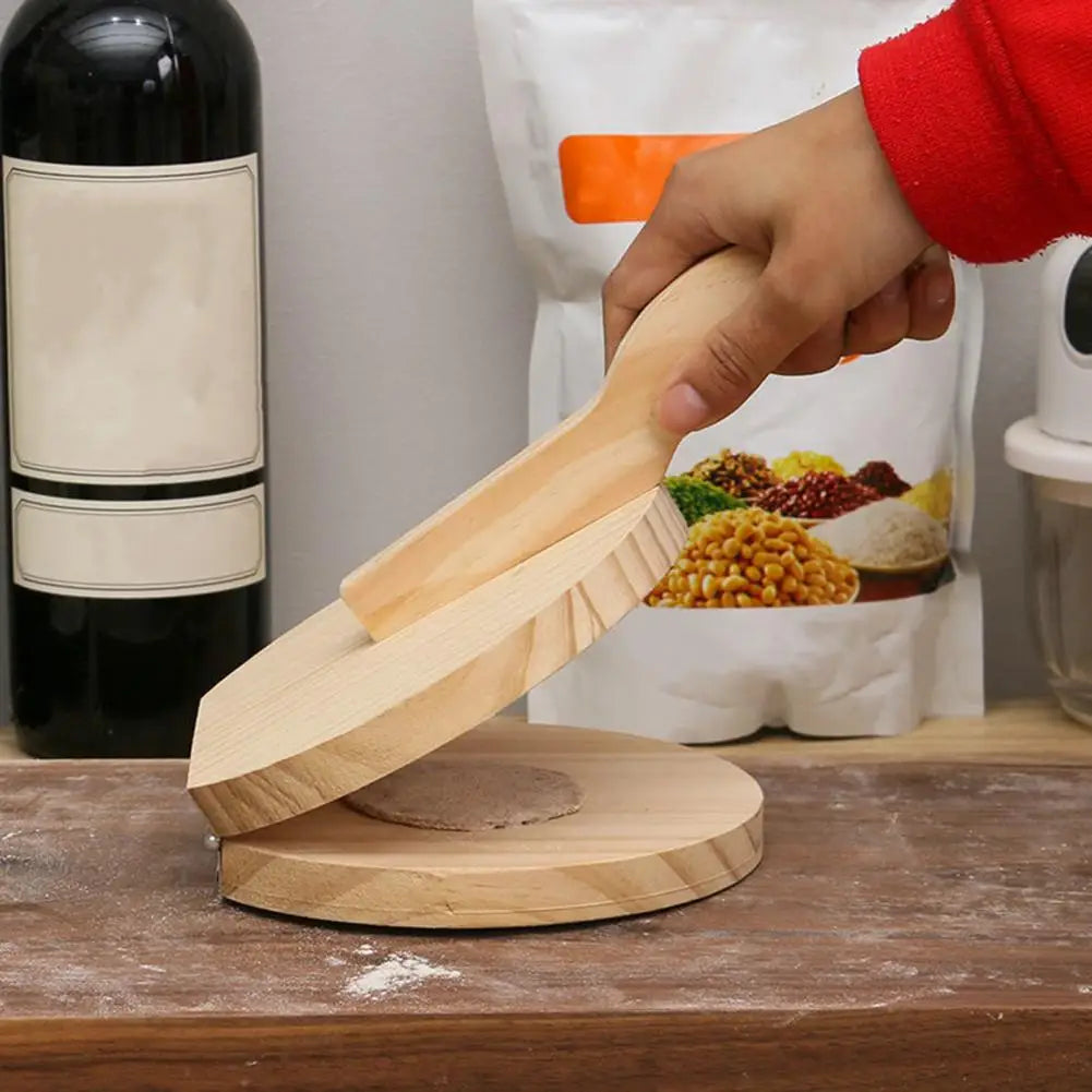 Wooden Dumpling Press Handmade Wooden Dumpling Skin Tortilla Maker Set Dough Pressing Tools for Home Kitchen Fine Workmanship