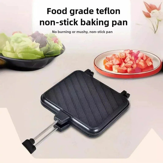 Aluminum Alloy Sandwich Maker Pan Non-Stick Sandwich Grill Pan Double Sided Frying Pan Detachable Hot Sandwich Maker Cookware