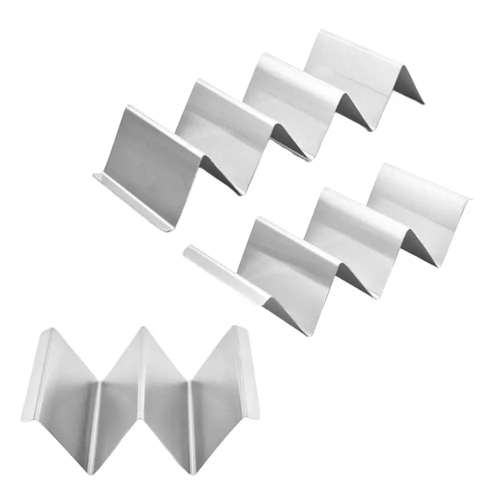 Stainless Steel Taco Holder Kitchen Taco Stand Reversible Holds 3 or 2 Tortillas Stackable Rack Triangular Taco Grill Mold