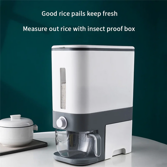 1Pc Household Rice Storage Barrel – Sealed, Insect-Proof & Moisture-Proof Measuring Box (Gray)