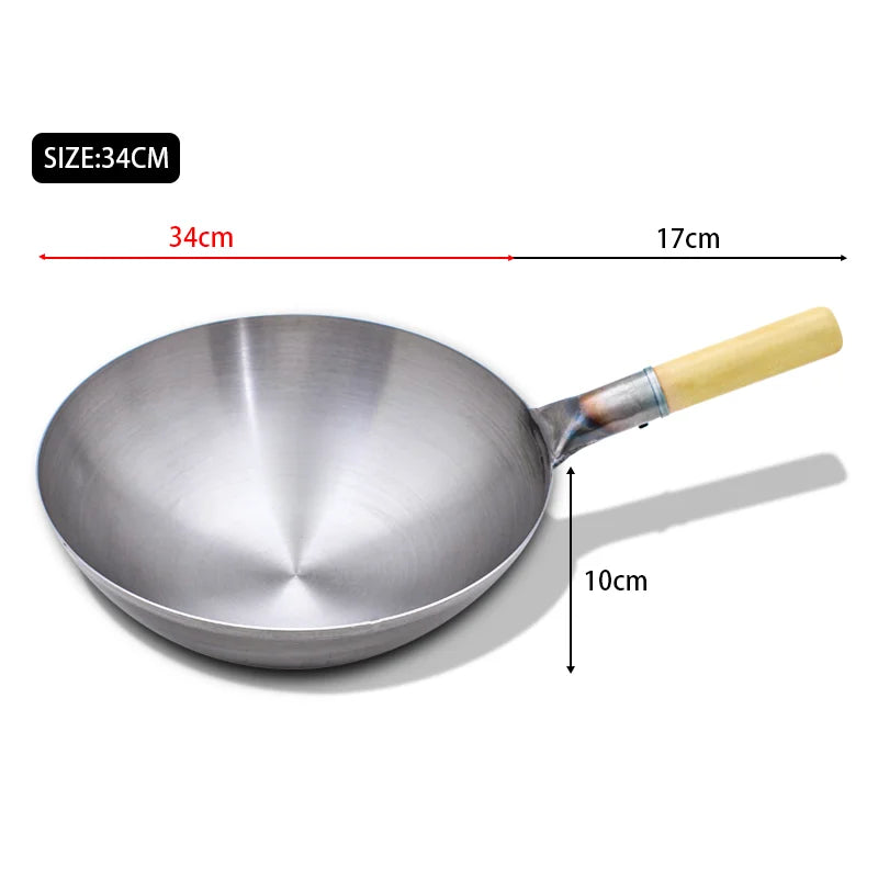 32/34/36cm Iron Wok Chinese Traditional Handmade Large Wok Household Cooking Pot