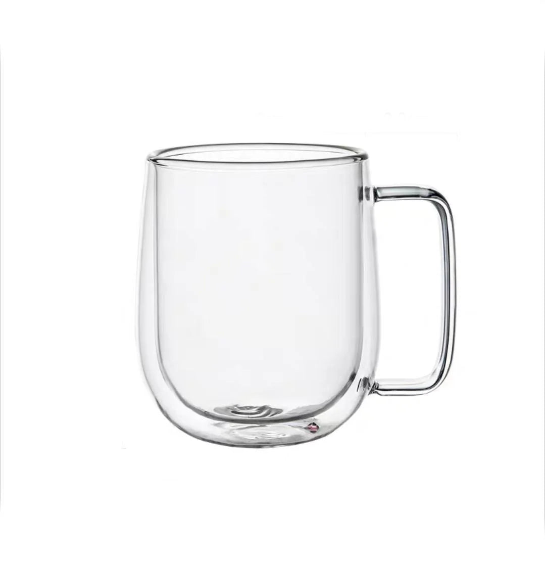 150/250/350ml Heat Resistant Glass Cups Double Wall Glass Coffee Cup with Handle Breakfast Milk Water Cup Clear Juice beer Cups