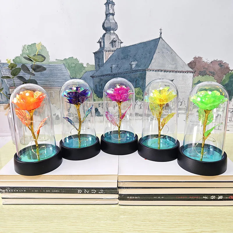 Eternal Rose Light LED Foil Flower Valentines Day Gift Wedding Party Decor  Artificial Rose Flowers Light Christmas Decoration