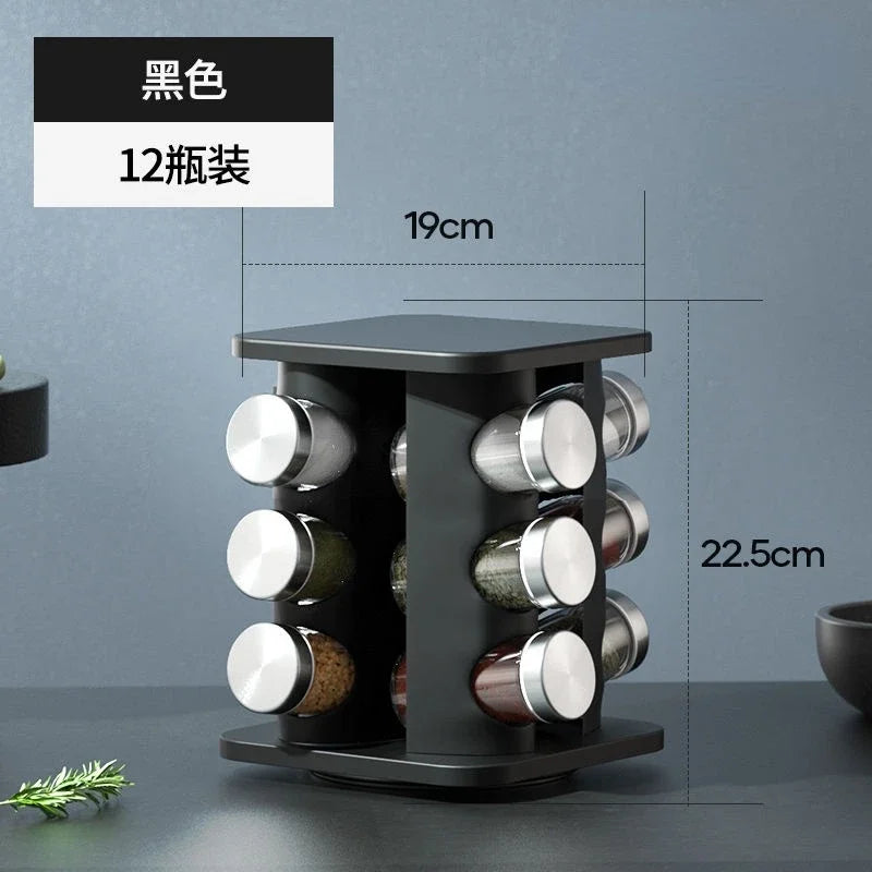 Stainless Steel Rotating Seasoning Rack Nordic Style Kitchen Special 360-degree Rotating Countertop Seasoning Storage Rack