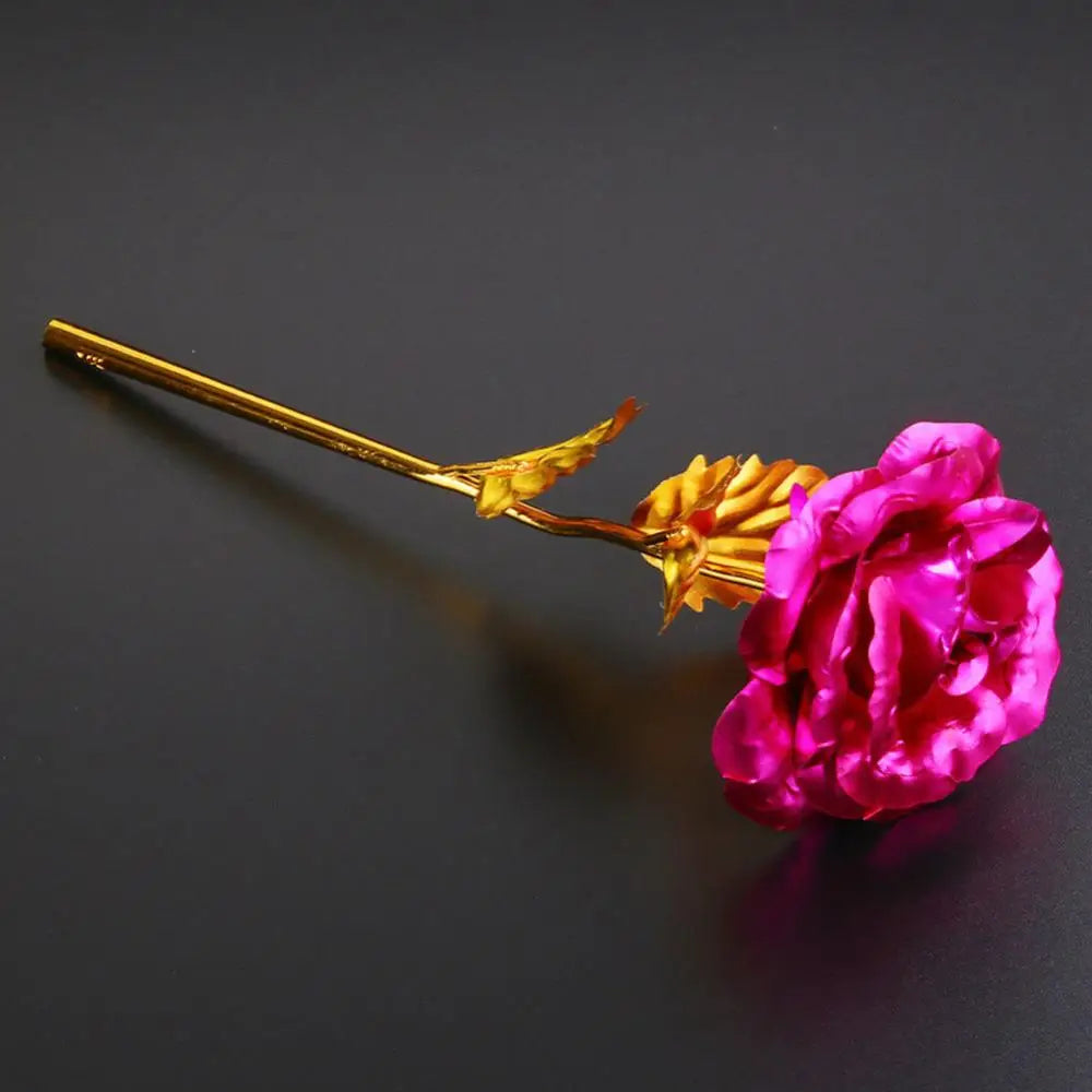 24k Gold Dipped Rose Flower Artificial Flowers Eternal Rose with Stand Forever Love In Box Birthday Valentine Day Gift for Girls