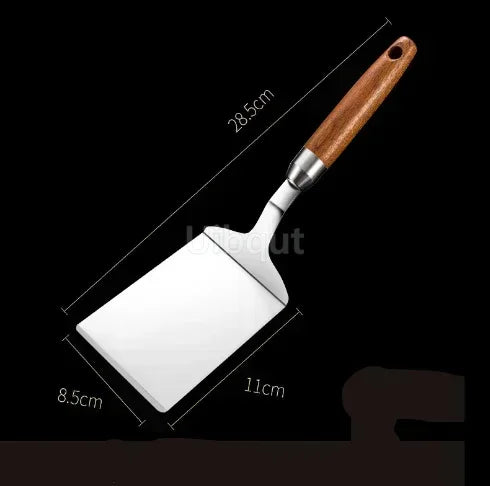 Stainless Steel Steak Fried Shovel Spatula Pizza peel Grasping Cutter Spade Pastry BBQ Tools Wooden Rubber Handle Kitchen turner