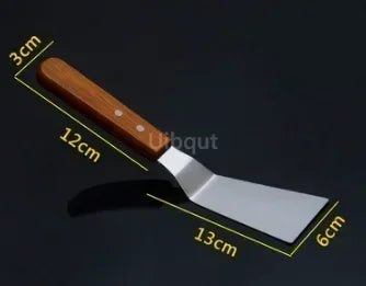 Stainless Steel Steak Fried Shovel Spatula Pizza peel Grasping Cutter Spade Pastry BBQ Tools Wooden Rubber Handle Kitchen turner