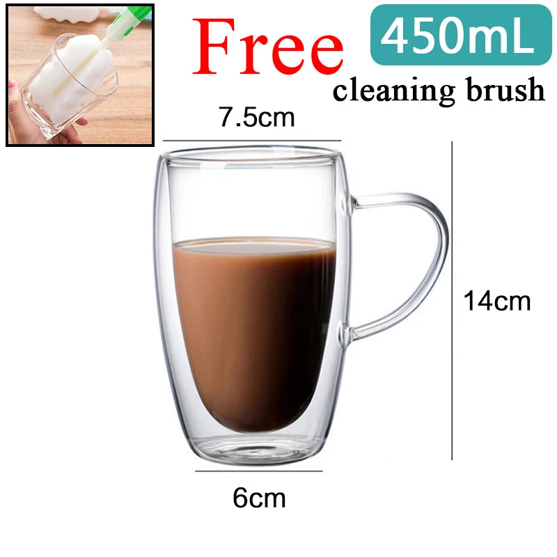 Transparent Glass Coffee Cup Milk Whiskey Tea Beer Double Creative Heat Resistant Cocktail Vodka Wine Mug Tumbler Drinkware Gift