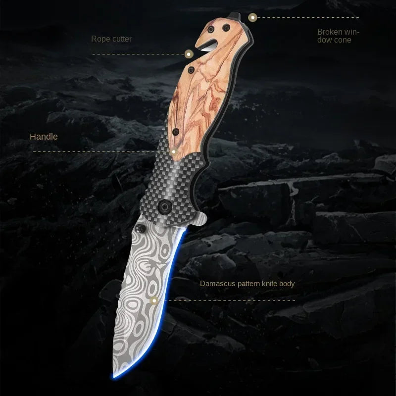 Portable Plastic Handle, Multi-purpose Folding Knife, Stainless Steel Blade, Camping and Tourism Cutting Tool