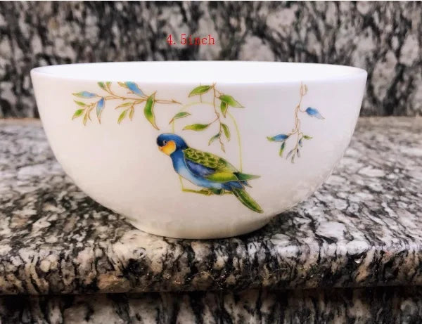 Parrot bone china tableware set, American Western dishes, household dishes, soup plates, coffee cups, European and American past