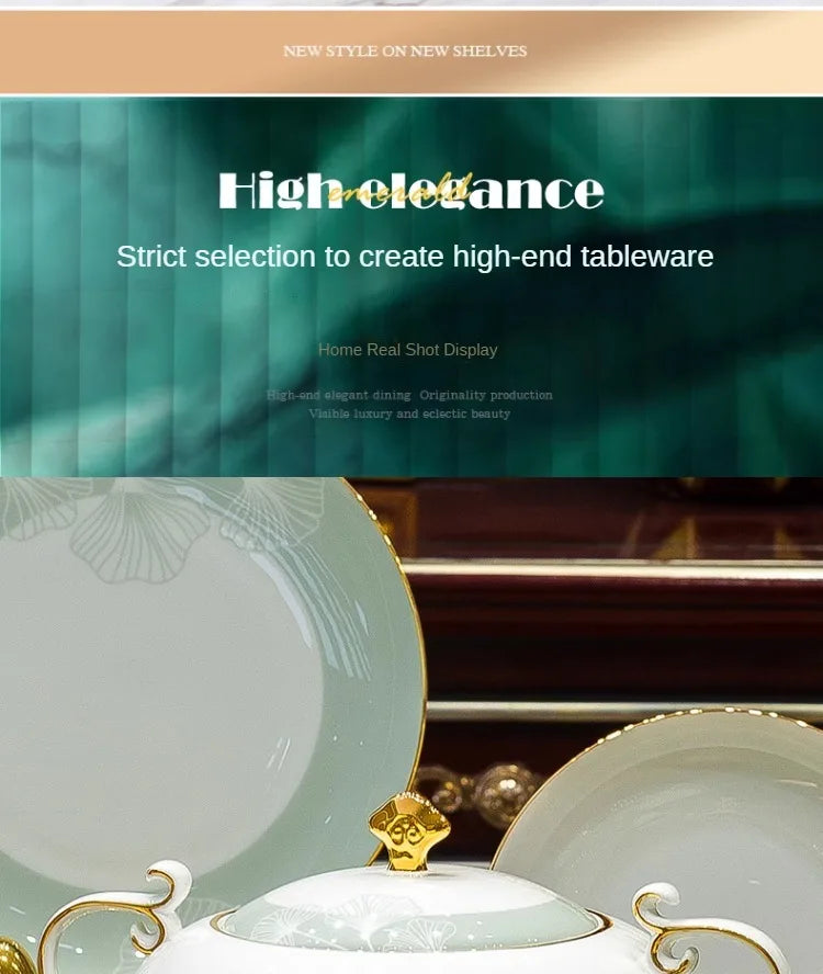 New Bone China Dinnerware Set with Colorful Glaze Elegant Bowls and Plates for Home Ceramic Bowls and Plates Set