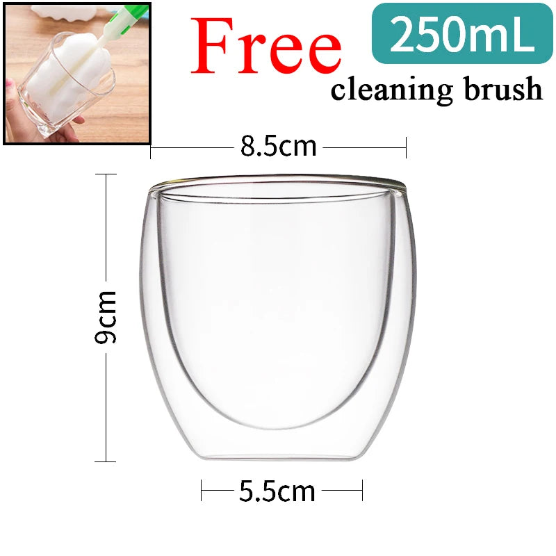 Transparent Glass Coffee Cup Milk Whiskey Tea Beer Double Creative Heat Resistant Cocktail Vodka Wine Mug Tumbler Drinkware Gift