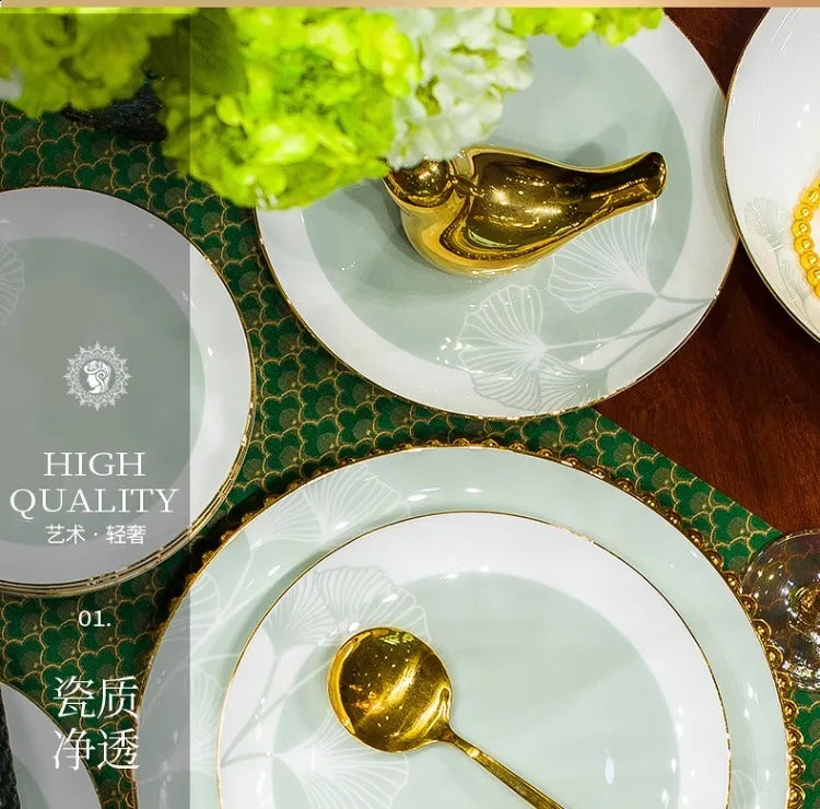 New Bone China Dinnerware Set with Colorful Glaze Elegant Bowls and Plates for Home Ceramic Bowls and Plates Set