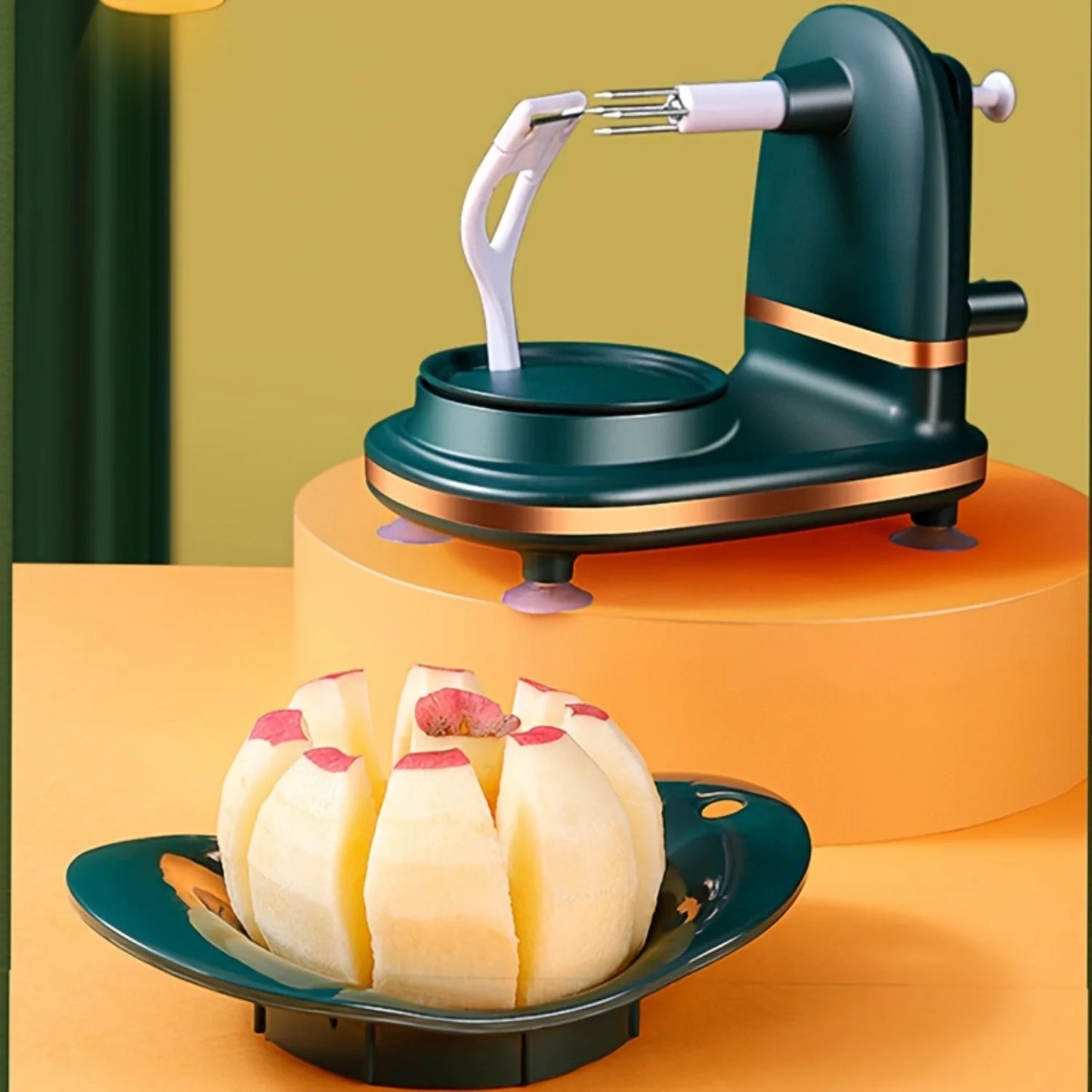 Pear Peeler and Slicer Set with Stainless Steel Blades - Powerful Suction Base for Apples, Potatoes, Kitchen Gadgets