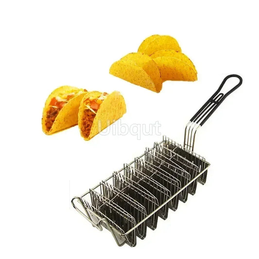 Taco Basket Holds 4 Shells Deep Fryer Taco Holder Baskets Taco Fry with Grip Handle French fries frying Fried basket tool