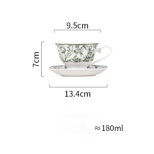 French Style Retro Green Ceramic Tableware Set Rainforest Series Dessert Plate Bowl Fish Dishes Home Cafe Afternoon Tea Mug Dish