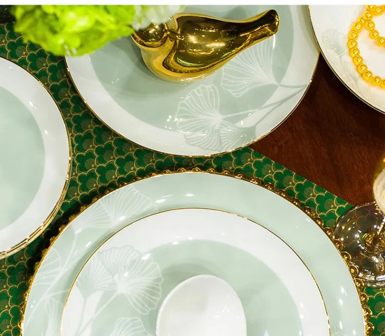 New Bone China Dinnerware Set with Colorful Glaze Elegant Bowls and Plates for Home Ceramic Bowls and Plates Set