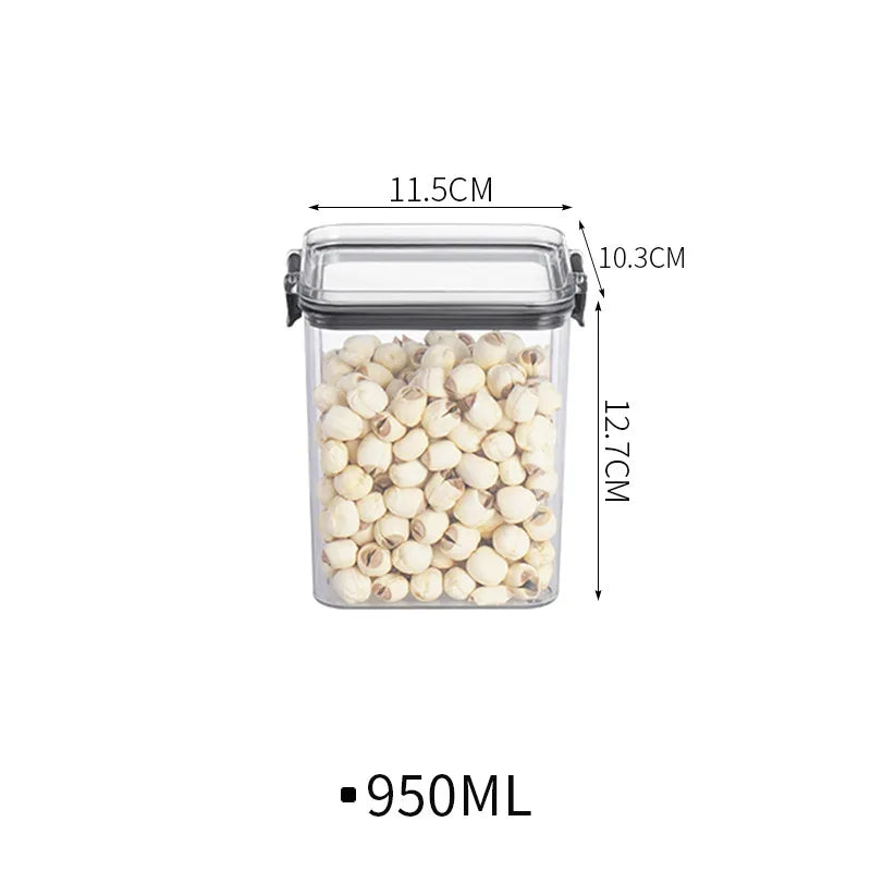 1Pc Sealed grain container Kitchen storage Food-grade transparent plastic container Snack dry goods tea storage container Coffee