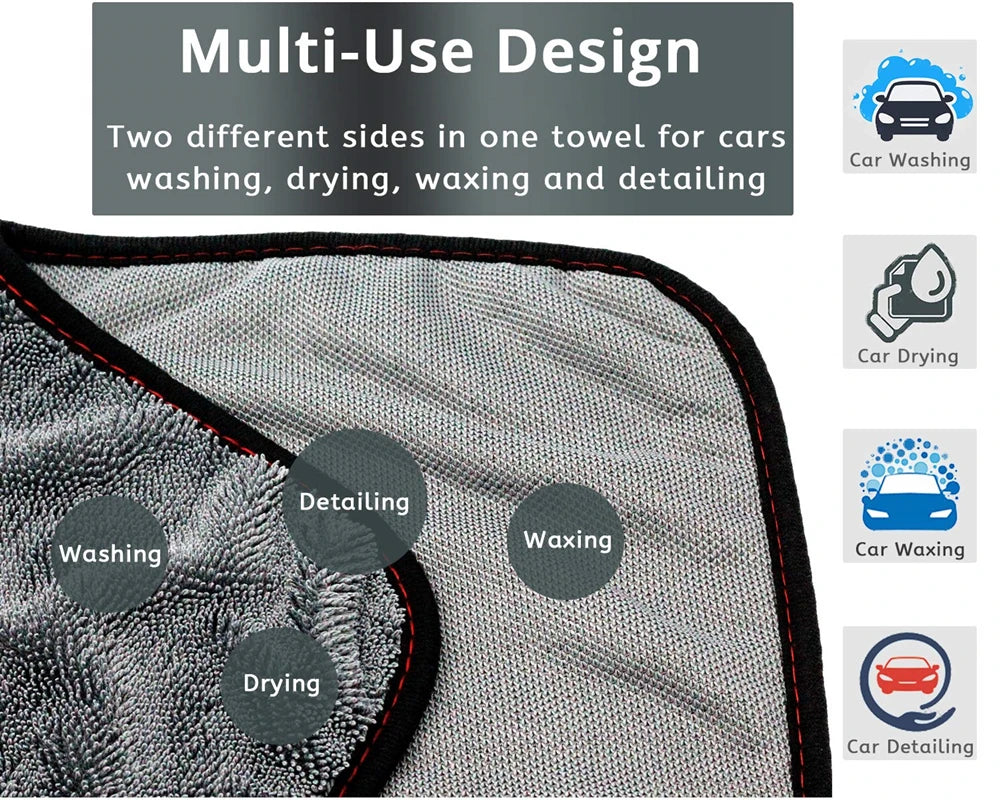 1200gsm Microfiber Twist Car Motorcycle Wash Towel Professional Car Cleaning Drying for Washing Polishing Waxing Detailing