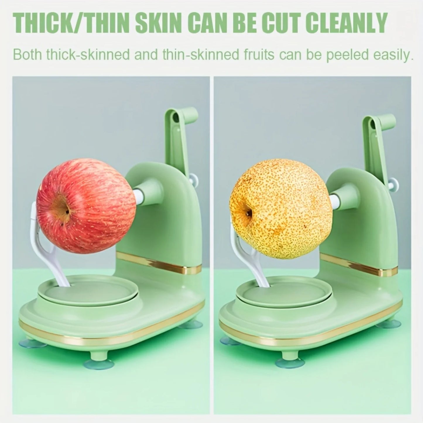 Pear Peeler and Slicer Set with Stainless Steel Blades - Powerful Suction Base for Apples, Potatoes, Kitchen Gadgets