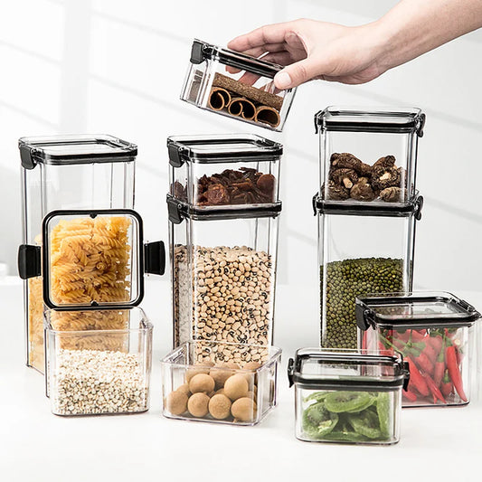 1Pc Sealed grain container Kitchen storage Food-grade transparent plastic container Snack dry goods tea storage container Coffee