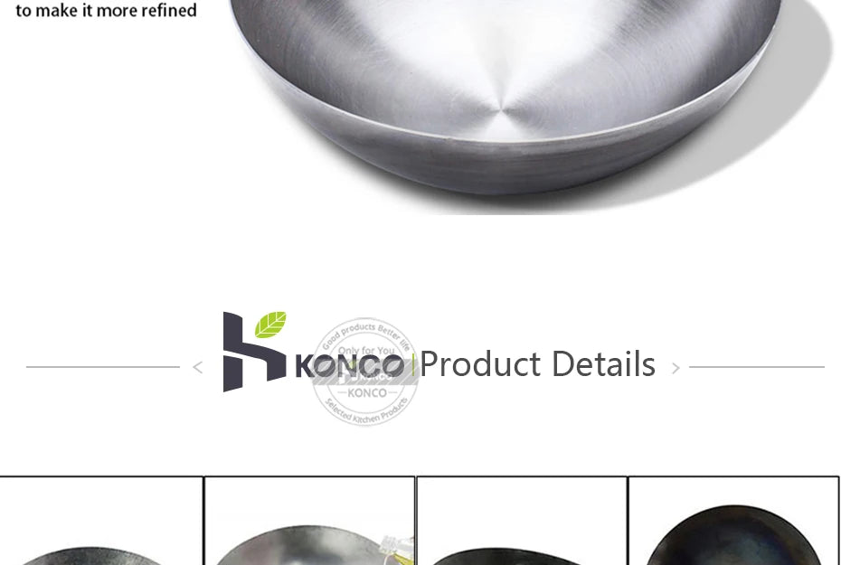 32/34/36cm Iron Wok Chinese Traditional Handmade Large Wok Household Cooking Pot