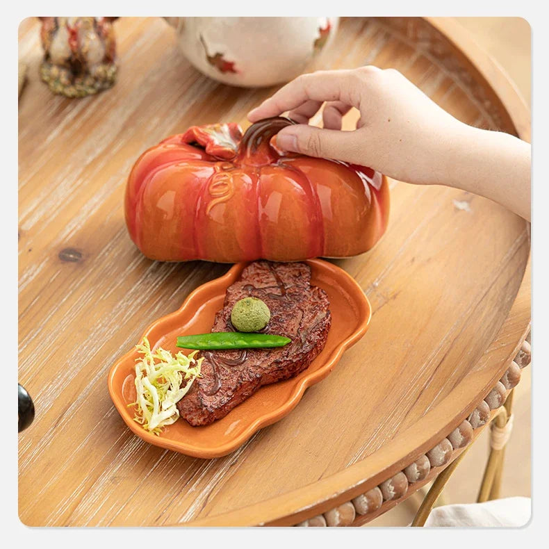 Cute and Novel Pumpkin Ceramic Dinner Plate