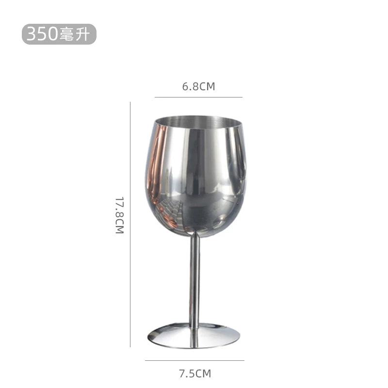 Stainless Steel Wine Goblet Bar Drinking Champagne Glass 220ml 350ml 500ml Party Home Bar Supply