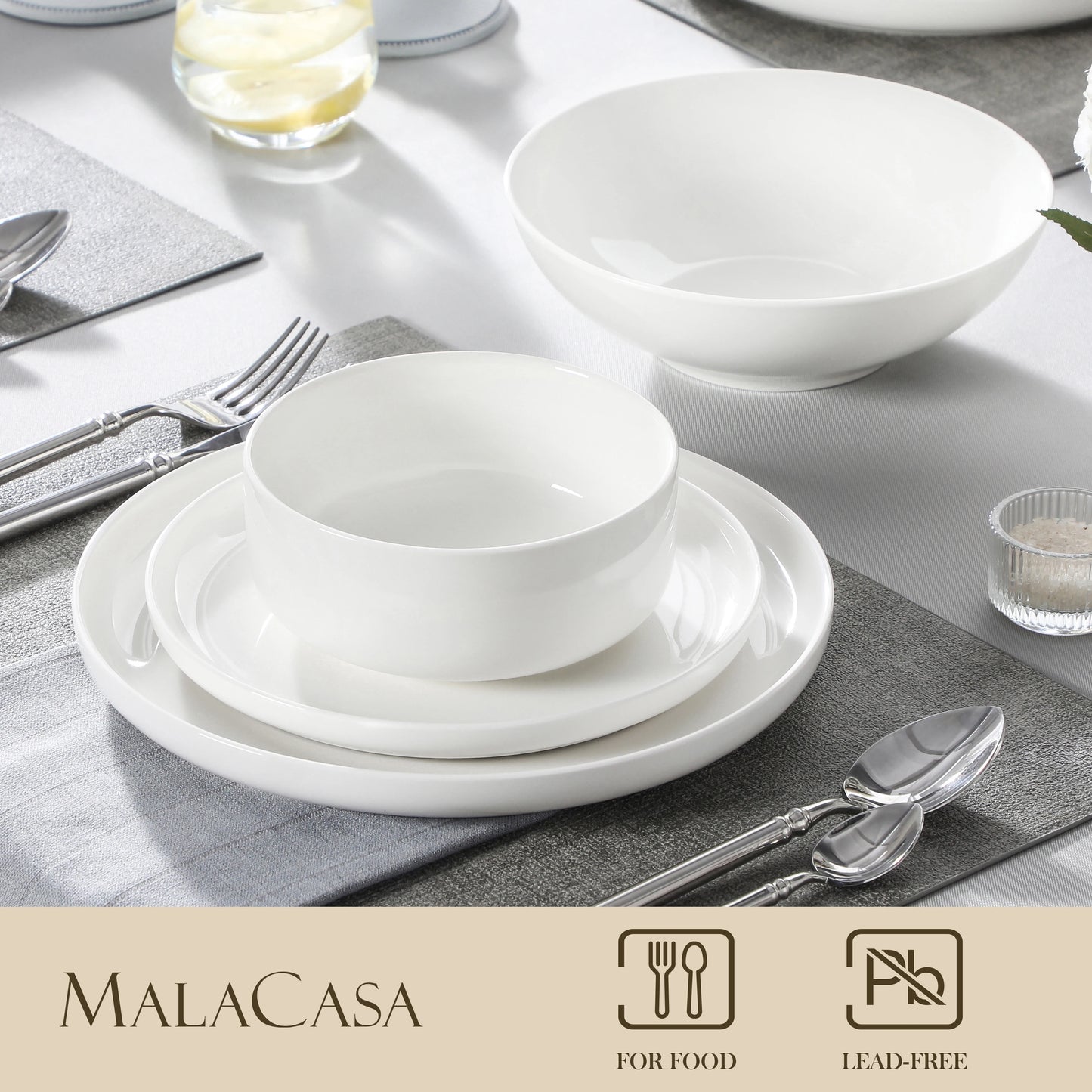 MALACASA 24 Piece Ceramic Plates