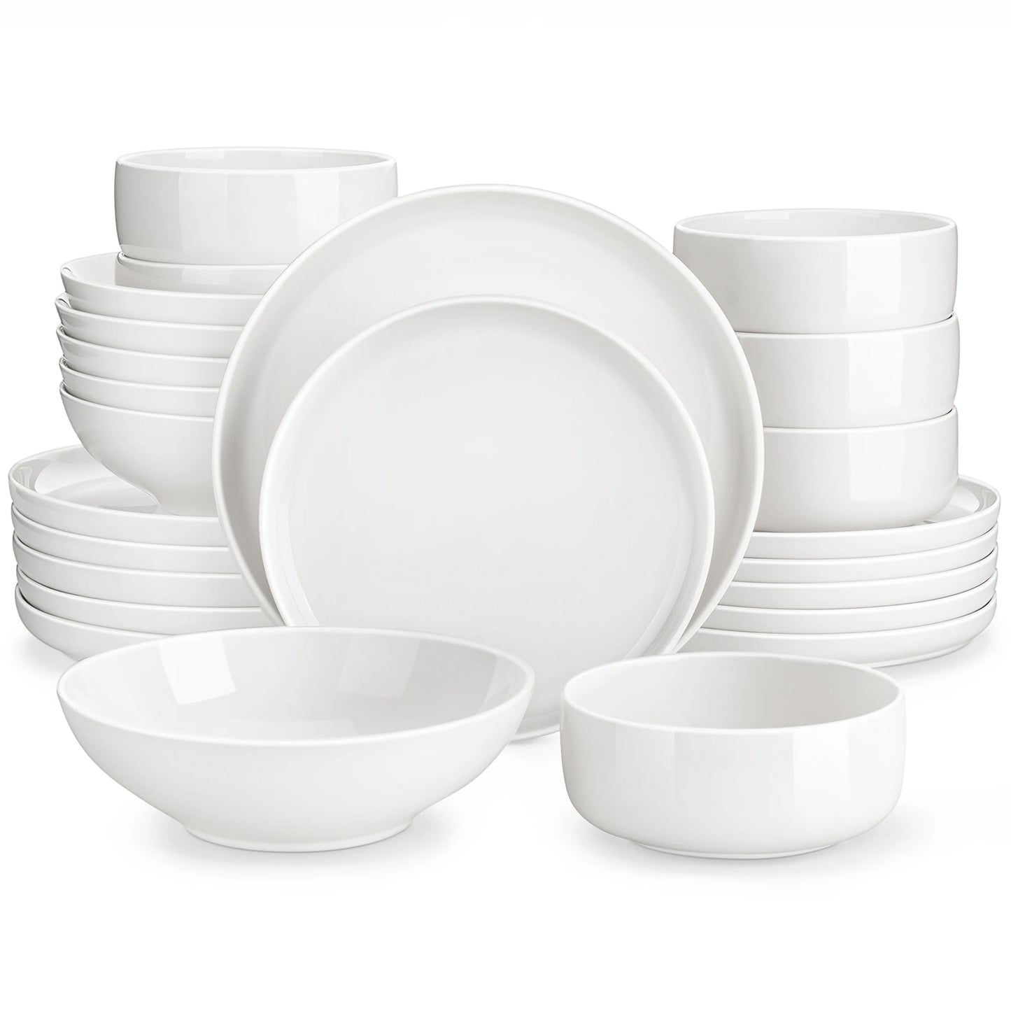 MALACASA 24 Piece Ceramic Plates Porcelain Dinnerware Set with 6 Pcs Dinner/Dessert Plates/Soup/Bowl Tableware Set Service for 6