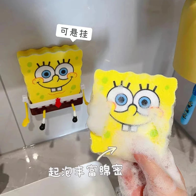 Anime Dish Washing Brush Sponge Kitchen Supplies Drain Rack Cleaning Dishes Brushes Reusable Scrub Scouring Pad Gift