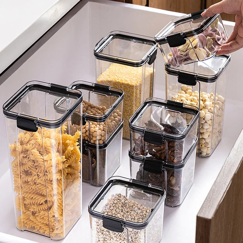 1Pc Sealed grain container Kitchen storage Food-grade transparent plastic container Snack dry goods tea storage container Coffee