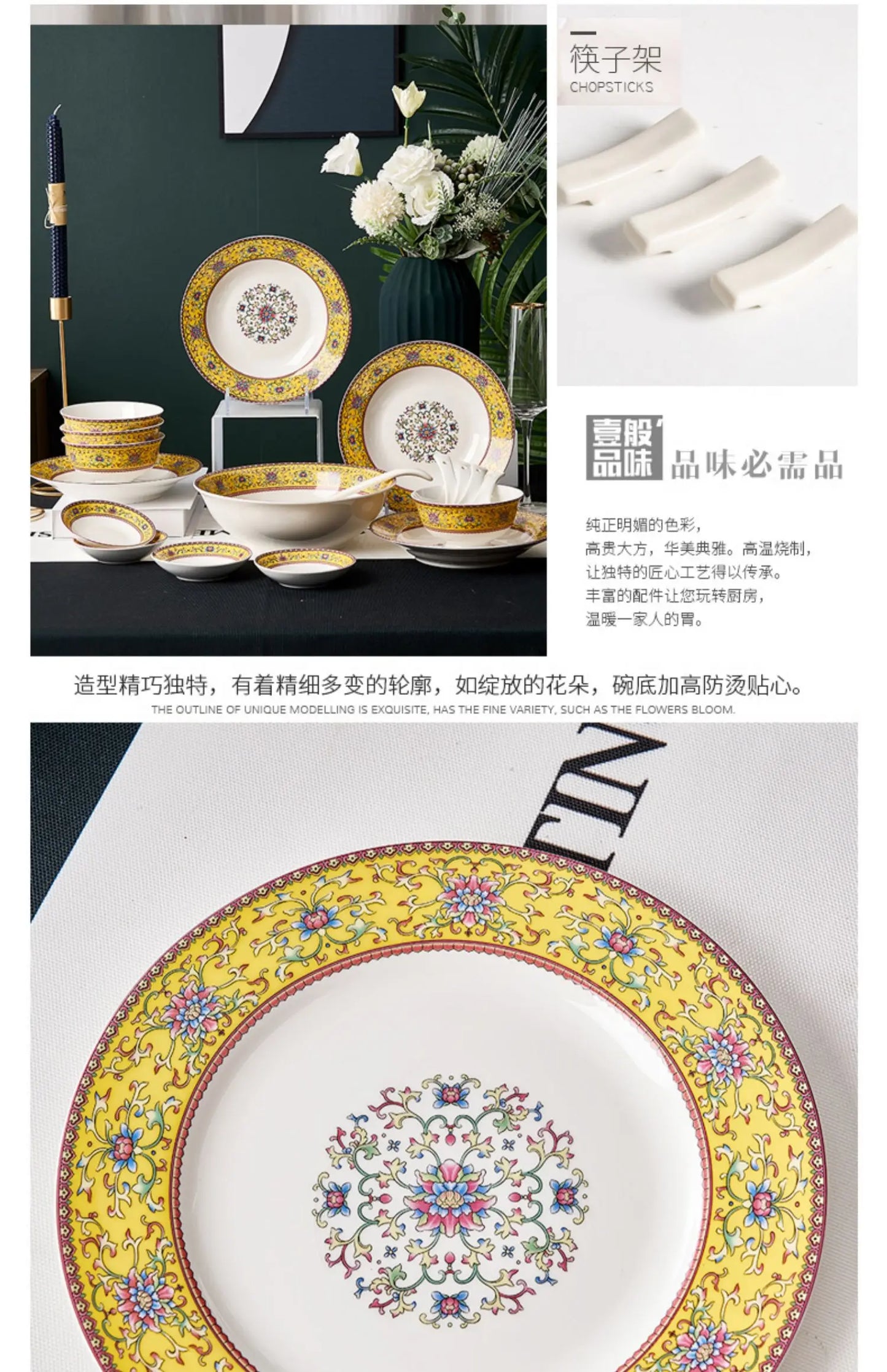 Fine China Kitchen Dinnerware Sets Ceramic Dining Room Guests Party Plates Set Christmas Gift Jogo De Jantar Serving Tableware