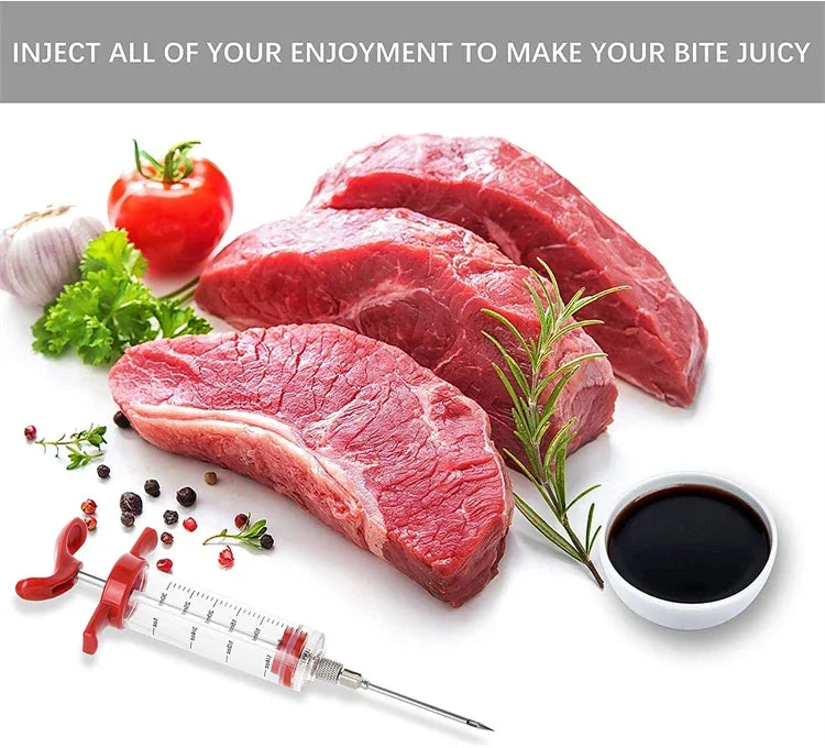 Meat Injector Syringe With 3 Marinade Injector Needles for BBQ Grill Turkey Injector Kit Marinade Flavor Injector