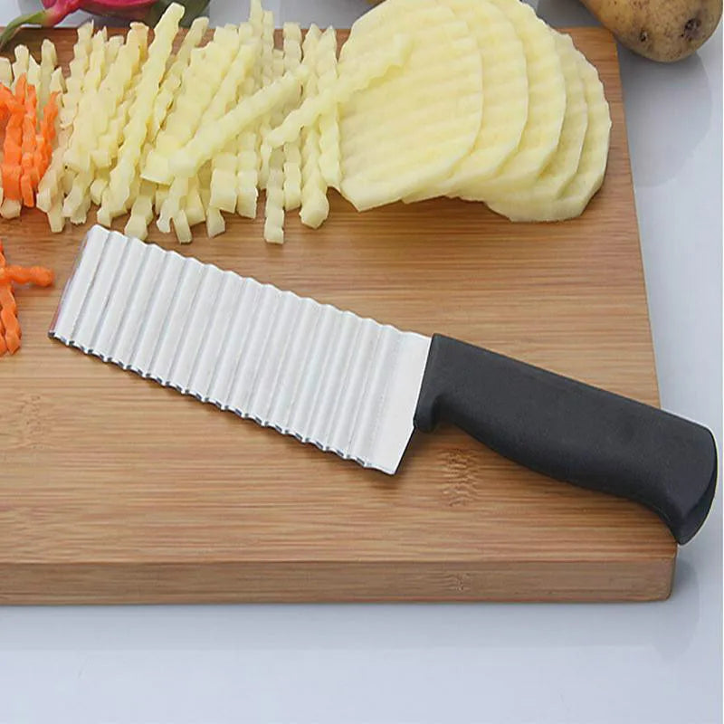 Cuchillo Ondulado de Acero Inoxidable - Cortador de Papas y Verduras