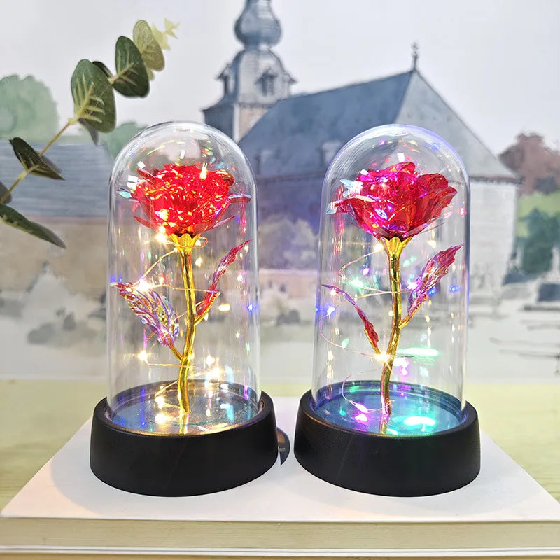 Eternal Rose Light LED Foil Flower Valentines Day Gift Wedding Party Decor  Artificial Rose Flowers Light Christmas Decoration