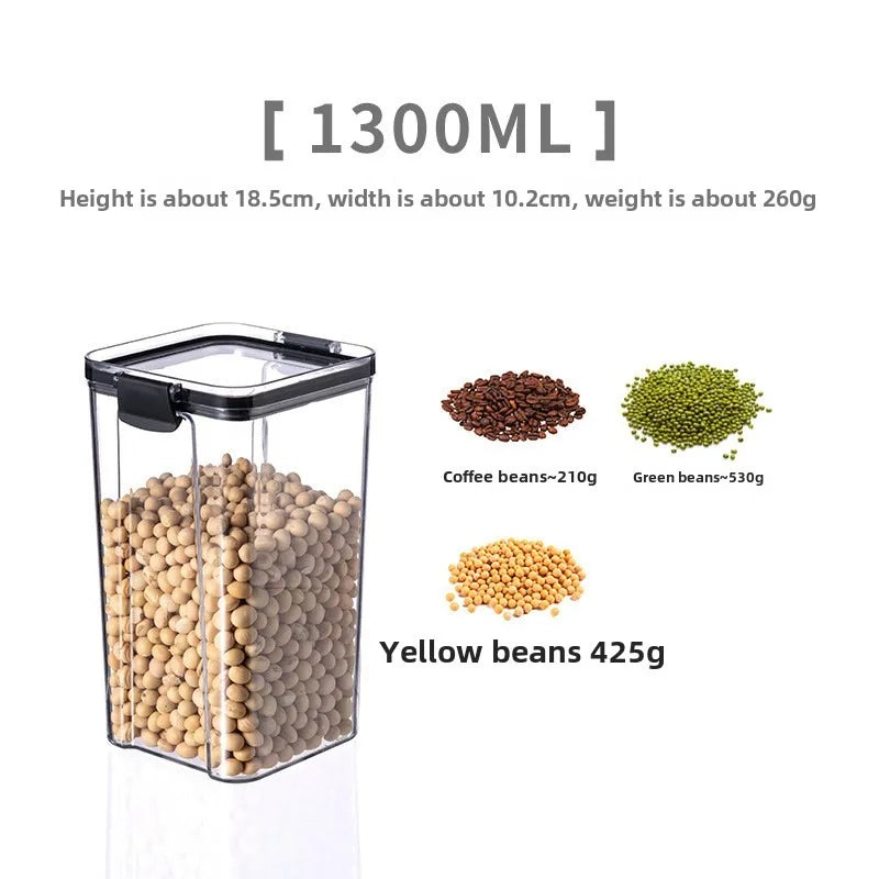 1Pc Sealed grain container Kitchen storage Food-grade transparent plastic container Snack dry goods tea storage container Coffee