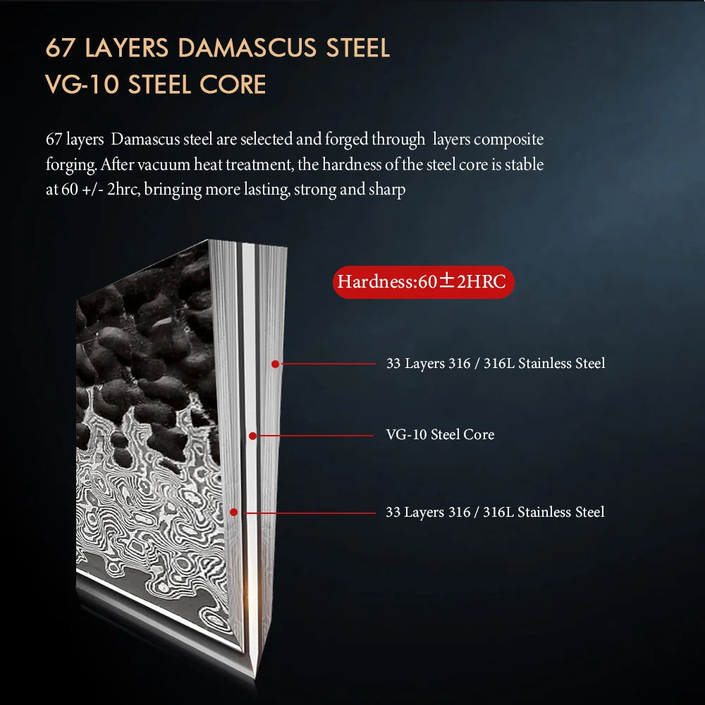Acero Damasco Cheftronics: ¡El Cuchillo Definitivo! - 8 inch