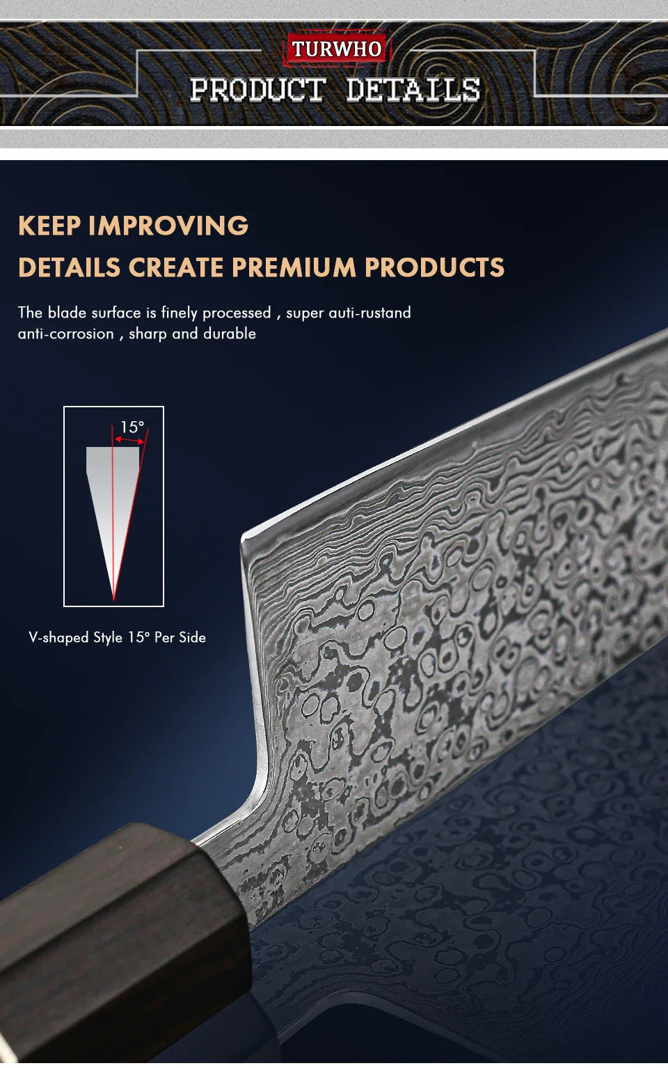 ¡Acero Damasco! Cuchillo Chef Cheftronics - Kiritsug Knife / 7 inch